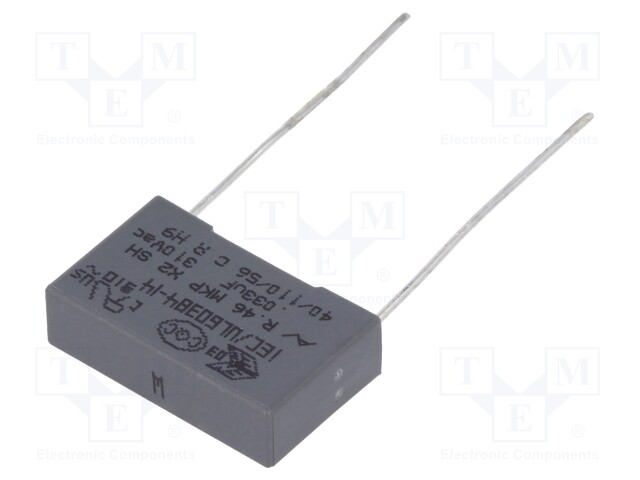 Capacitor: polypropylene; X2; 33nF; 15mm; ±20%; 18x5x11mm; 310VAC