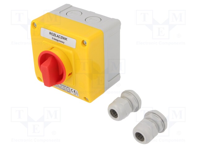 Switch: cam switch; Stabl.pos: 2; 16A; 0-1; Poles: 3; Pos: 2; IP65