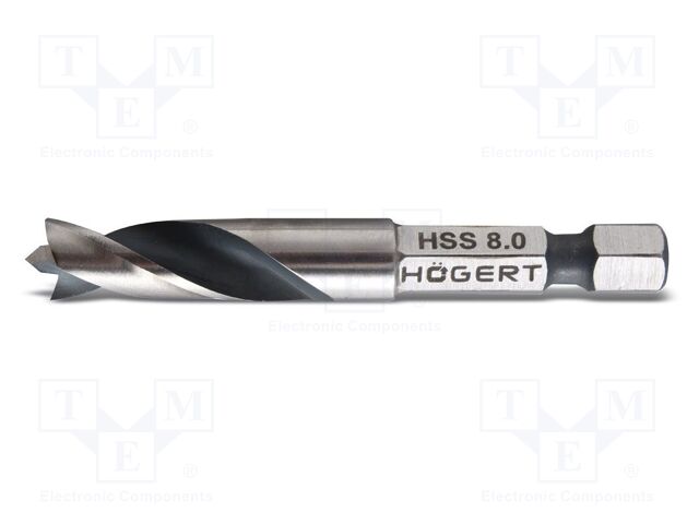Drill bit; for wood; Ø: 8mm; L: 60mm; Mounting: 1/4" (E6,3mm); 1pcs.