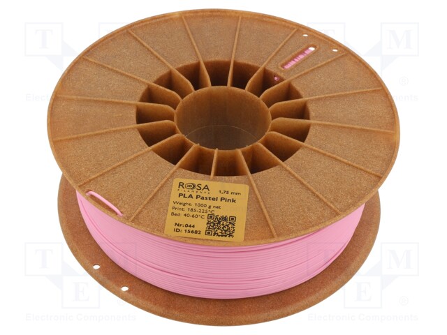 Filament: PLA Pastle; 1.75mm; pink; 185÷225°C; 1kg