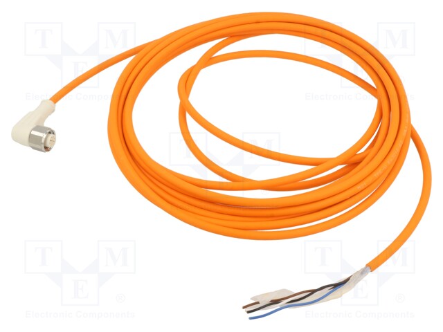 Connection lead; M12; PIN: 4; angled; 5m; plug; -25÷85°C; XZCP