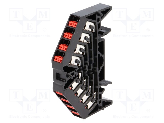 Splice terminal: rail; 1.5mm2; ways: 4; terminals: 16; black; 250VAC