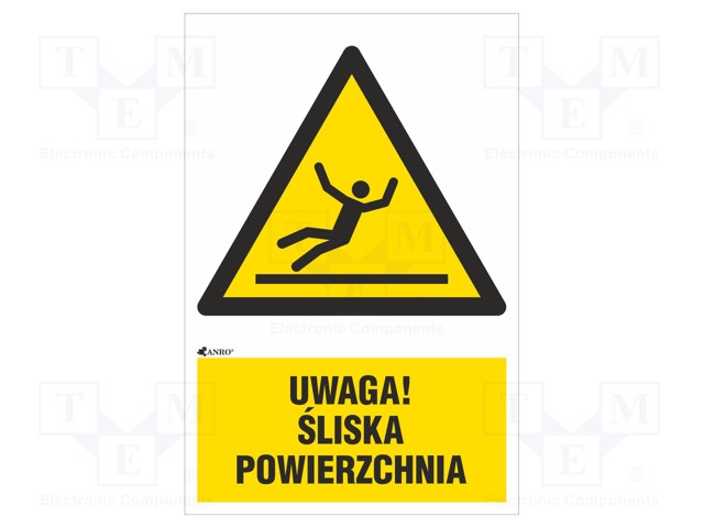 Safety sign; warning; Mat: PVC; W: 200mm; H: 300mm
