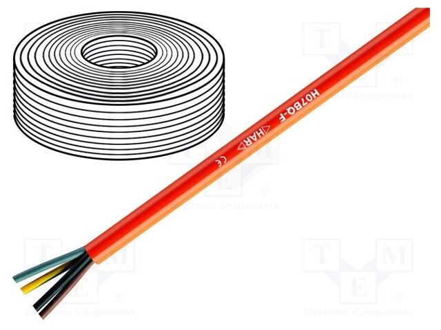 Wire; stranded; Cu; H07BQ-F; 4G2,5mm2; unshielded; orange; PUR