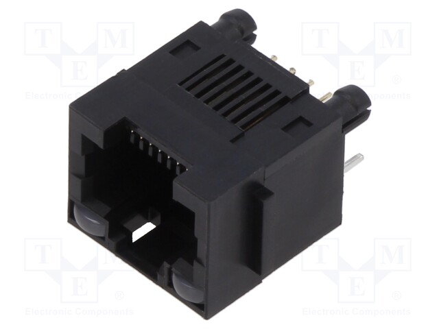 Socket; RJ45; PIN: 8; with LED; Layout: 8p8c; on PCBs,PCB snap; THT