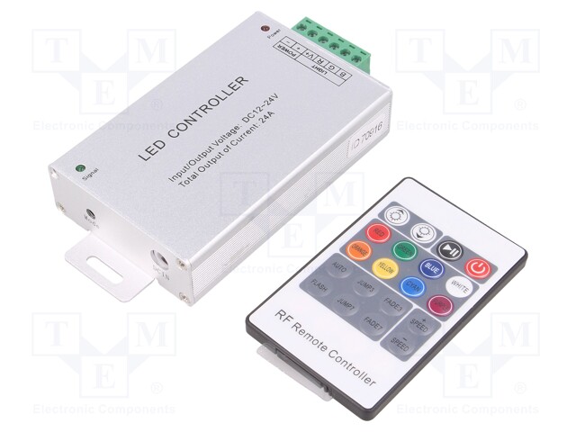 LED controller; RGB lighting control; Channels: 3; 24A; silver
