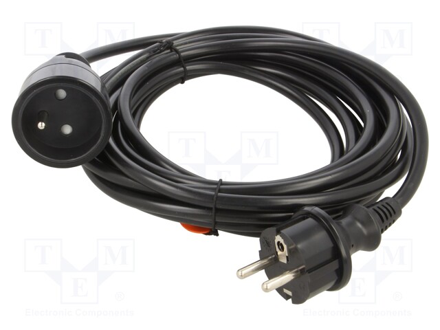Extension lead; Sockets: 1; PVC; black; 3x1,5mm2; 5m; 16A; STANDARD