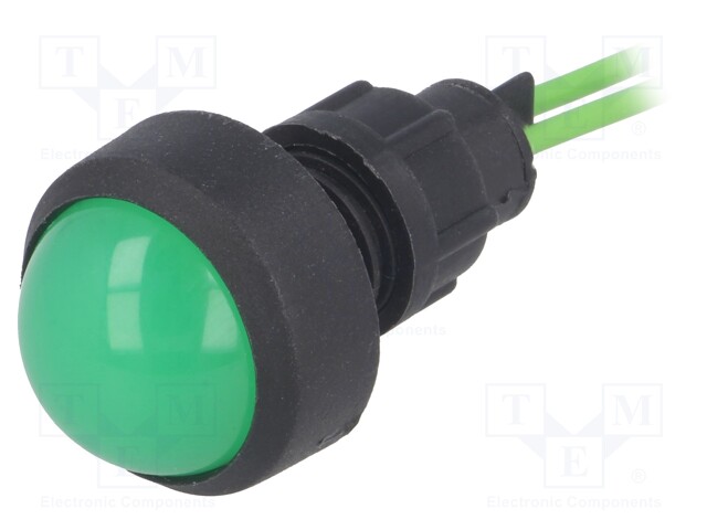 Indicator: LED; prominent; 230VAC; Cutout: Ø13mm; IP20; 300mm leads