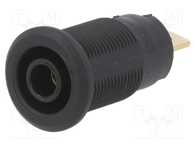Socket; 4mm banana; 24A; 1kV; Cutout: Ø12.2mm; black; gold-plated