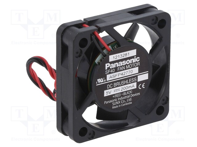 Fan: DC; axial; 5VDC; 40x40x10mm; 9.6m3/h; 24.5dBA; ball bearing