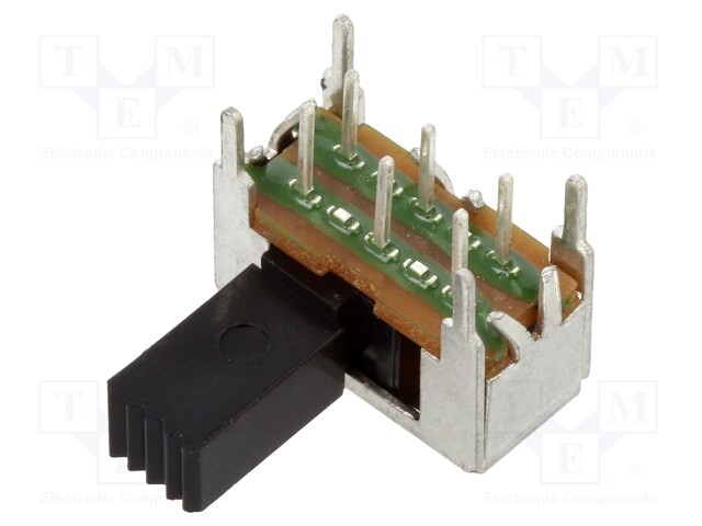 Switch: slide; Pos: 2; DPDT; 0.5A/15VDC; ON-ON; Mounting: THT; 20mΩ
