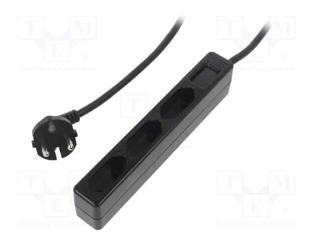 Plug socket strip: protective; Sockets: 3; 250VAC; 7.5A; 1.5m; IP20