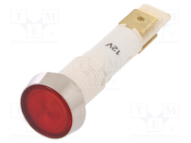 Indicator: LED; flat; 12VDC; 12VAC; Cutout: Ø10mm; plastic