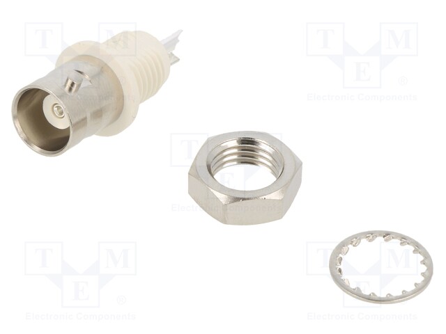 Socket; BNC; female; straight; 50Ω; soldering; nylon; silver plated