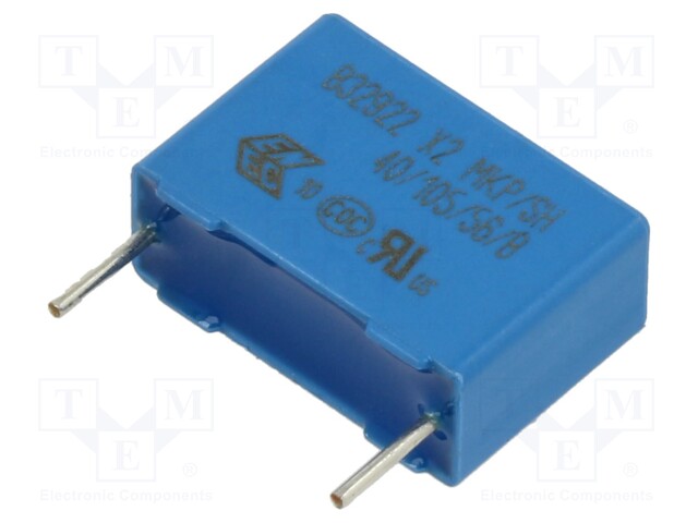 Safety Capacitor, 0.22 µF, X2, B32922 Series, 305 V, Metallized PP