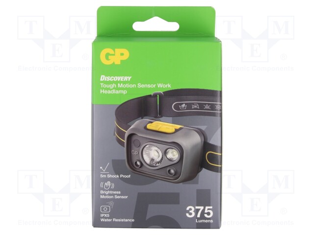 Torch: LED headtorch; 34lm,55lm,200lm,375lm; IPX5; DISCOVERY