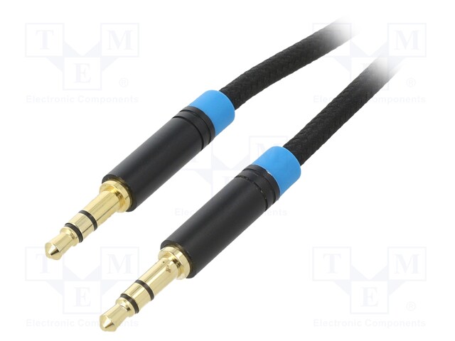 Cable; Jack 3.5mm 3pin plug,both sides; 3m; Plating: gold-plated