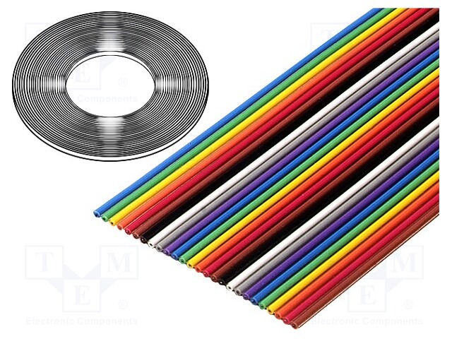 Wire: ribbon; 9x28AWG; 1.27mm; stranded; Cu; unshielded; PVC; 50V