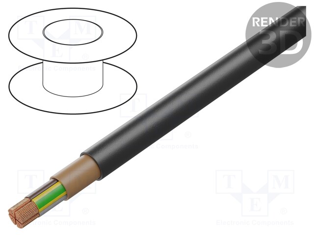 Wire; NYY; round; stranded; Cu; 4G120mm2; PVC; black; 0.6/1kV