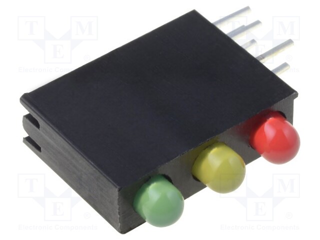 LED; tricolour,in housing; red,green-yellow,yellow; 3mm; 20mA