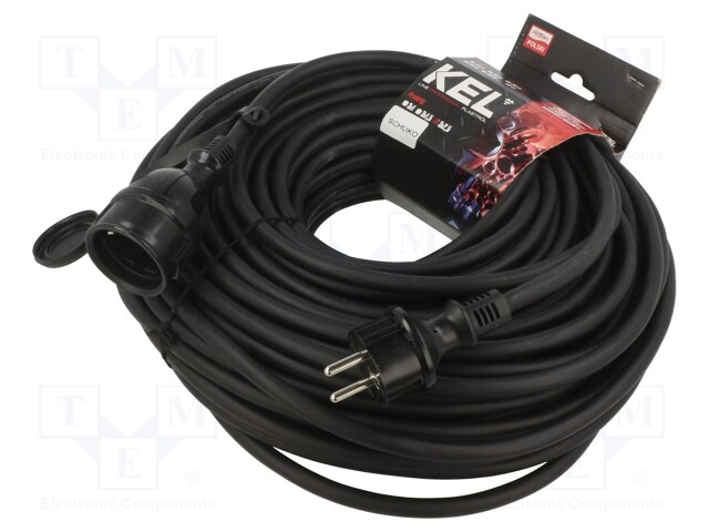 Extension lead; Sockets: 1; rubber; black; 3x2,5mm2; 40m; 16A
