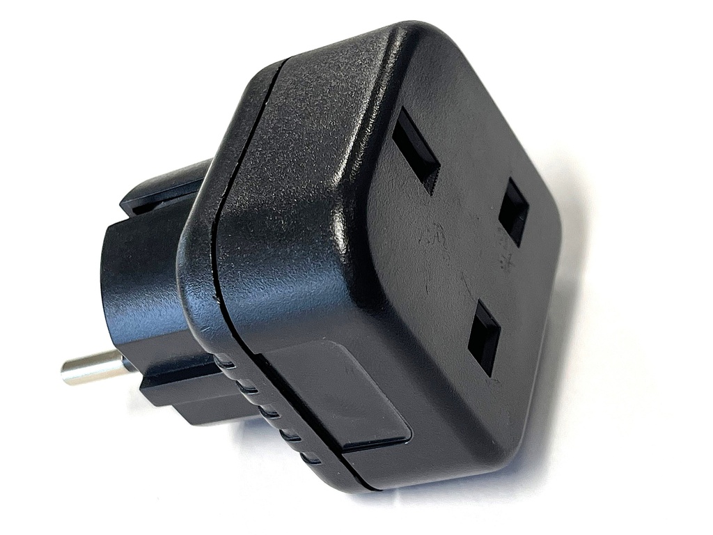 Reisiadapter; UK-EURO, Layout: 2P+PE; black; 230VAC; 13A; PIN: 3