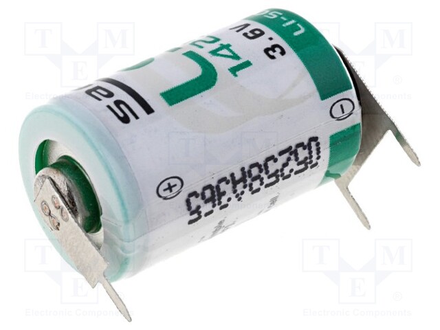 Battery: lithium; 3.6V; 1/2AA; 3pin,positive pole:  1pin; 1200mAh