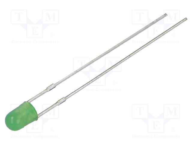 LED; 3mm; green; 750÷1120mcd; 40°; Front: convex; 2.9÷3.4VDC; 102mW
