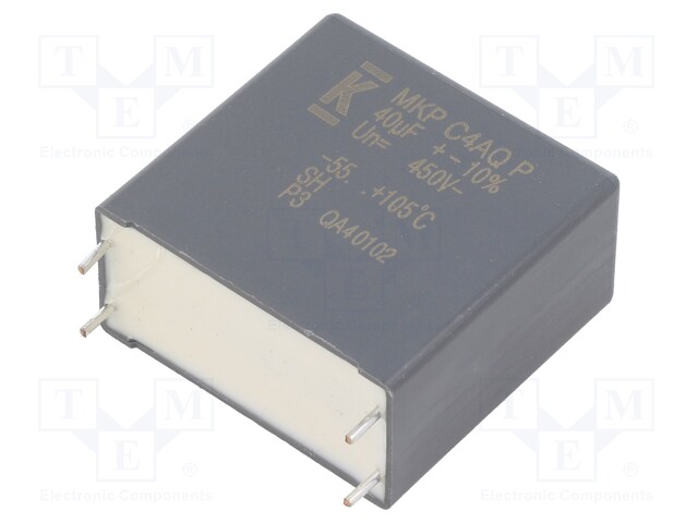 Capacitor: polypropylene; DC-Link; 40uF; ESR: 3.7mΩ; THT; ±10%