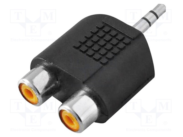 Jack 3.5mm plug,RCA socket x2; Colour: black