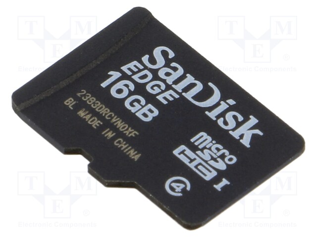 Memory card; EDGE; microSDHC; R: 20MB/s; W: 5MB/s; Class 4; 16GB