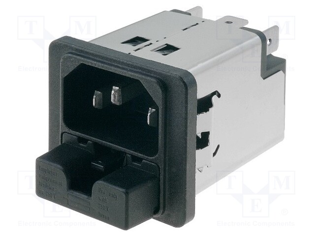 Connector: AC supply; socket; male; 6A; 250VAC; IEC 60320; 0.7mH