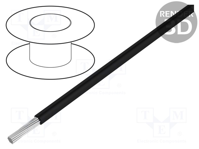 Wire; stranded; Cu; 4AWG; PVC; black; 600V; CPR: no classification