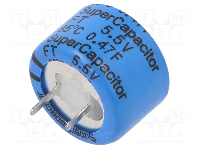 Capacitor: electrolytic; 0.47F; 5.5VDC; ESR: 6.5Ω; THT; -20÷+80%