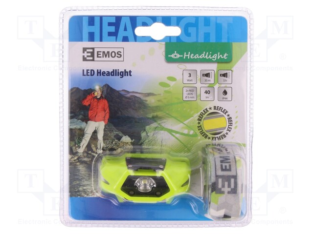 Torch: LED headtorch; 5h; 40lm; 40x68x30mm; 3W
