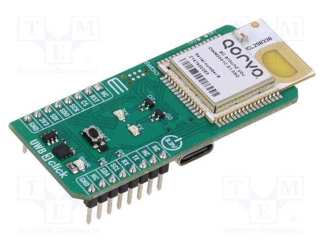 Click board; transceiver; I2C,SPI,UART,USB; DWM3001; 3.3VDC