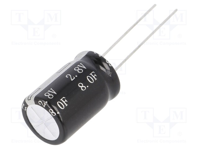 Capacitor: electrolytic; supercapacitor; 8F; 2.8VDC; ESR: 50mΩ; THT