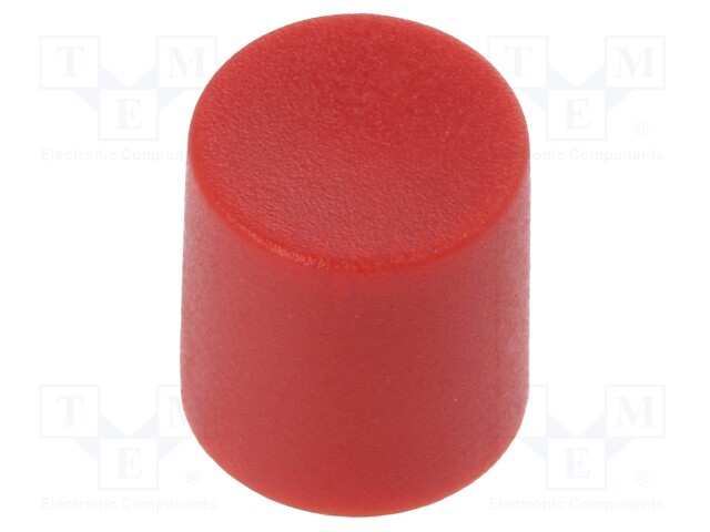 Knob: slider; Colour: red; Ø8.2x8.9mm; Mat: nylon; Mounting: push-in