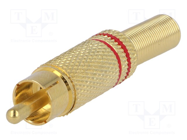 Plug; RCA; male; with strain relief; straight; soldering; 5mm