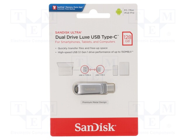 Pendrive; USB 3.1; 128GB; 150MB/s; USB A,USB C