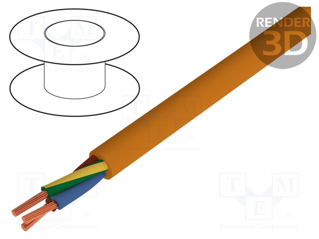 Wire; stranded; Cu; H05BQ-F; 3G0,75mm2; unshielded; orange; PUR