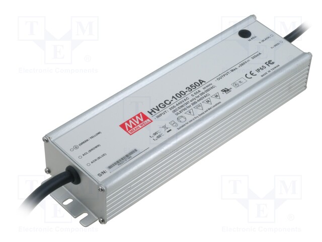 Power supply: switched-mode; LED; 99.75W; 28÷285VDC; 210÷350mA