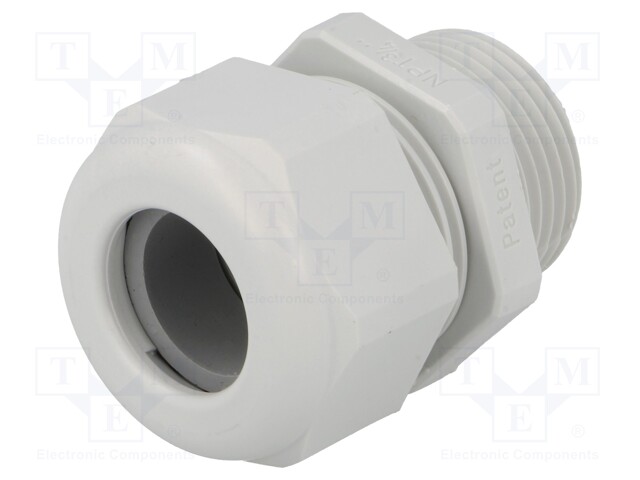 Cable gland; NPT3/4"; IP68; Mat: polyamide; light grey; UL94V-0