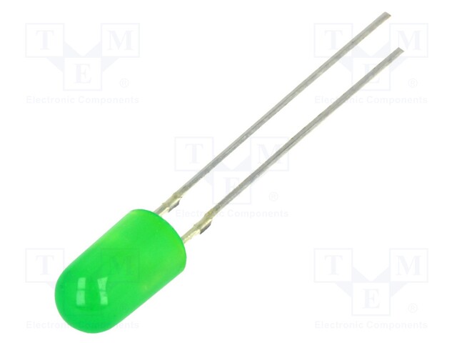 LED; 5mm; green; 68÷100mcd; 30°; Front: convex; without flange