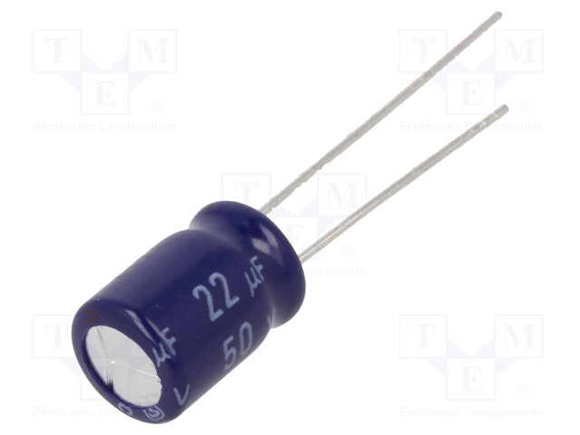 Capacitor: electrolytic; bipolar; THT; 22uF; 50VDC; Ø8x11.5mm; ±20%