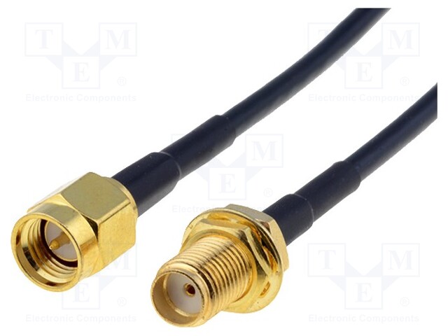 Cable; 50Ω; 3m; SMA socket,SMA plug; black