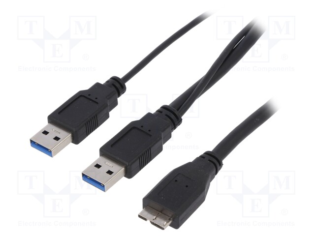 Cable; USB 3.0; USB A socket,USB A plug x2; nickel plated; 1.8m
