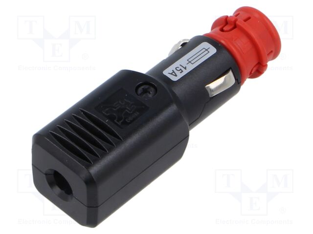 Cigarette lighter plug; screw terminal; Sup.volt: 12÷24VDC; 15A
