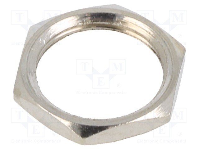 Nut; hexagonal; 1/4"-32; brass; Plating: nickel; 2.36mm