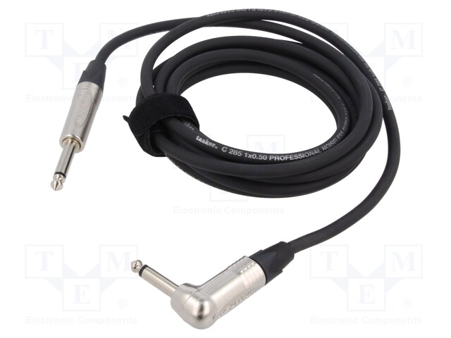 Cable; Jack 6,3mm 2pin plug,Jack 6.3mm 2pin angled plug; 12m